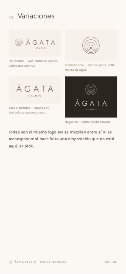 Ágata Studio: variaciones del logo